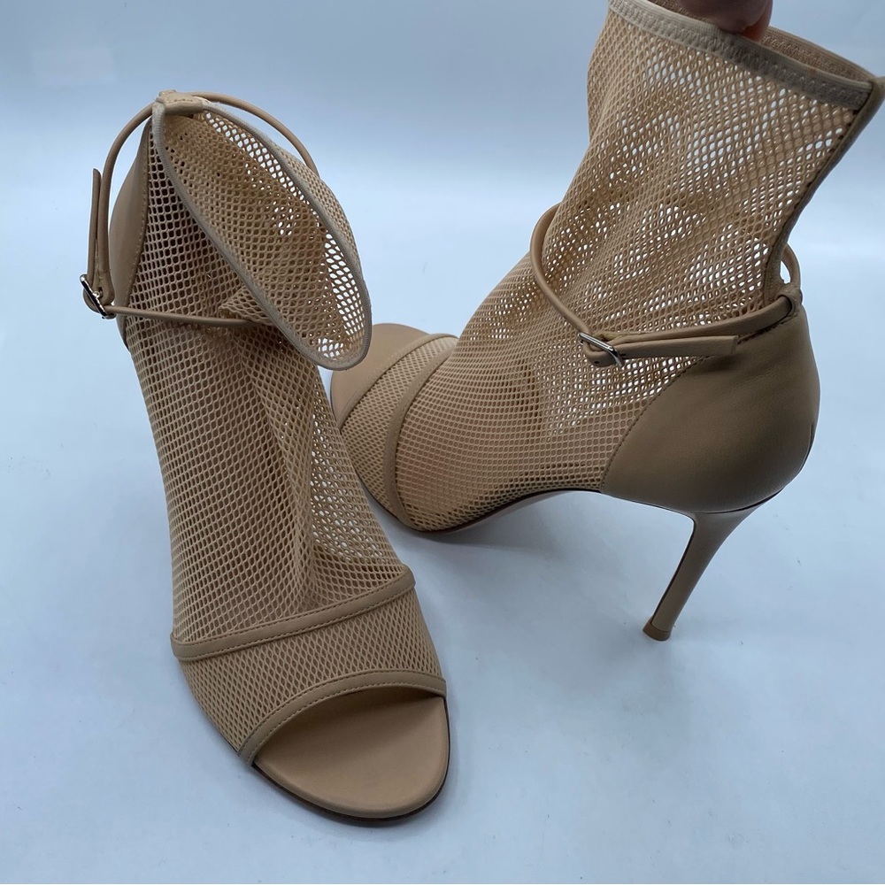 Gianvito Rossi Mesh & Leather Idol Peep-toe Ankle Boots